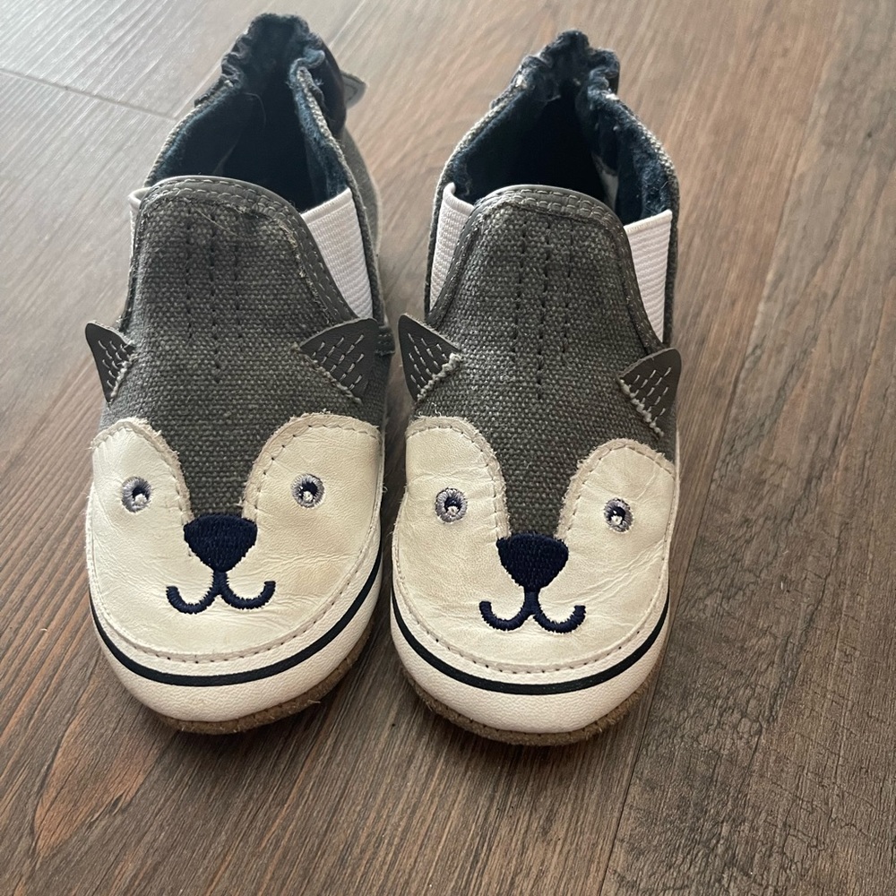 Robeez Freddie baby boy canvas soft sole shoes, gray